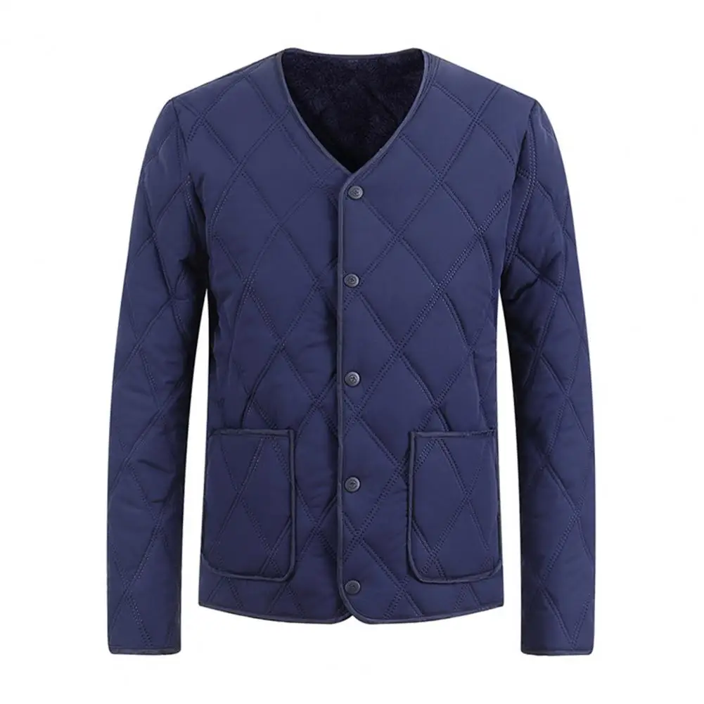 

Lightweight Quilted Cotton Jacket Men's Casual Loose Coat Warm Thiened Autumn Winter Thickened Plush Lining Cotton Coat