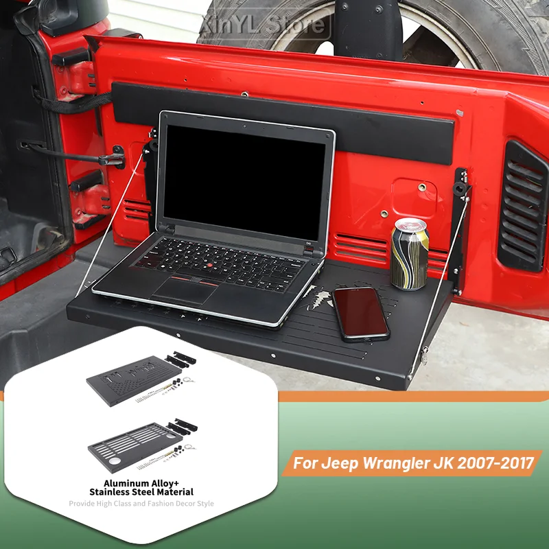 

Car Foldable Rear Door Shelf and Tailgate Storage Rack For Jeep Wrangler JK 2007-2017 Aluminium Alloy Interior Accessories