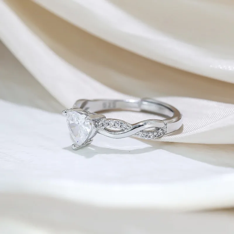 Koreańska wersja pierścionka zaręczynowego z motywem miłości, kobiecy pierścionek ślubny z motywem serca, pierścionek dla par z imitacją diamentu, pierścionek ma