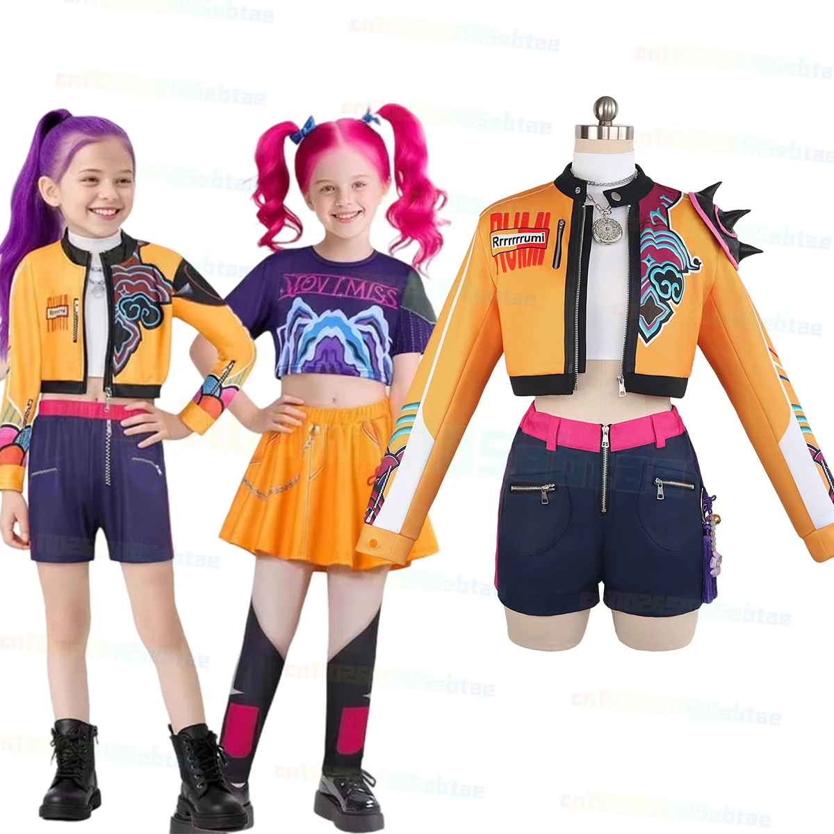

‌‌‌anime Kpop Demon Hunter Cosplay Rumi Zoey Mira Cosplay Full Suit Kids Girls Style Kids Stage Performance Clothes Halloween