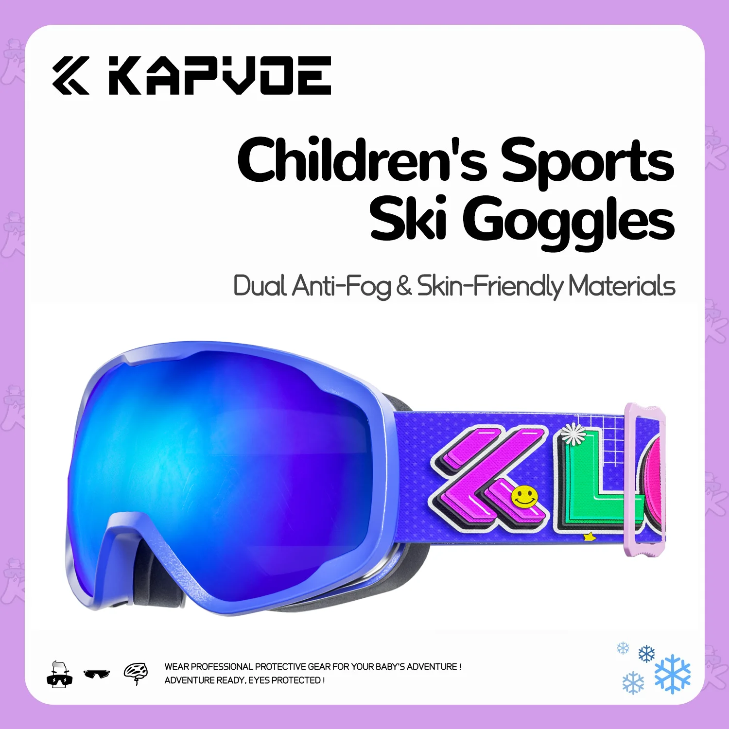 

Детские лыжные очки Kapvoe для детей 4-15 лет, профессиональные, с защитой от запотевания, для сноуборда, двойная защита от УФ-излучения UV400, маска для катания на лыжах, модель 2026