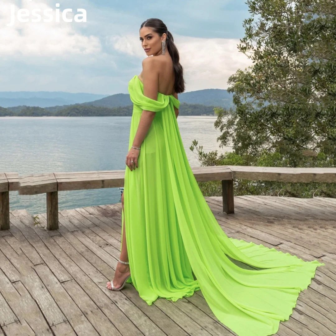 

Jessica Elegant Lady Prom Dresses Sexy Sexy Off Shoulder Shawl Green A Line Women's Wedding Dinner Party Dress Robes De Soirée