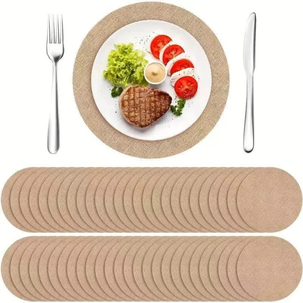 Wedding Dinner Farmhouse Supply Heat Resistant Round Placemats Burlap Jute Table Mat Round Photo Props Festival Home Decor