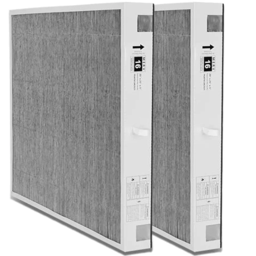 

MERV-16 air filter for Bryant/Carrier furnace, 20x25x3 inches, synthetic media, white, 2-pack, perfect fit for PGAPXCAR2025-A02
