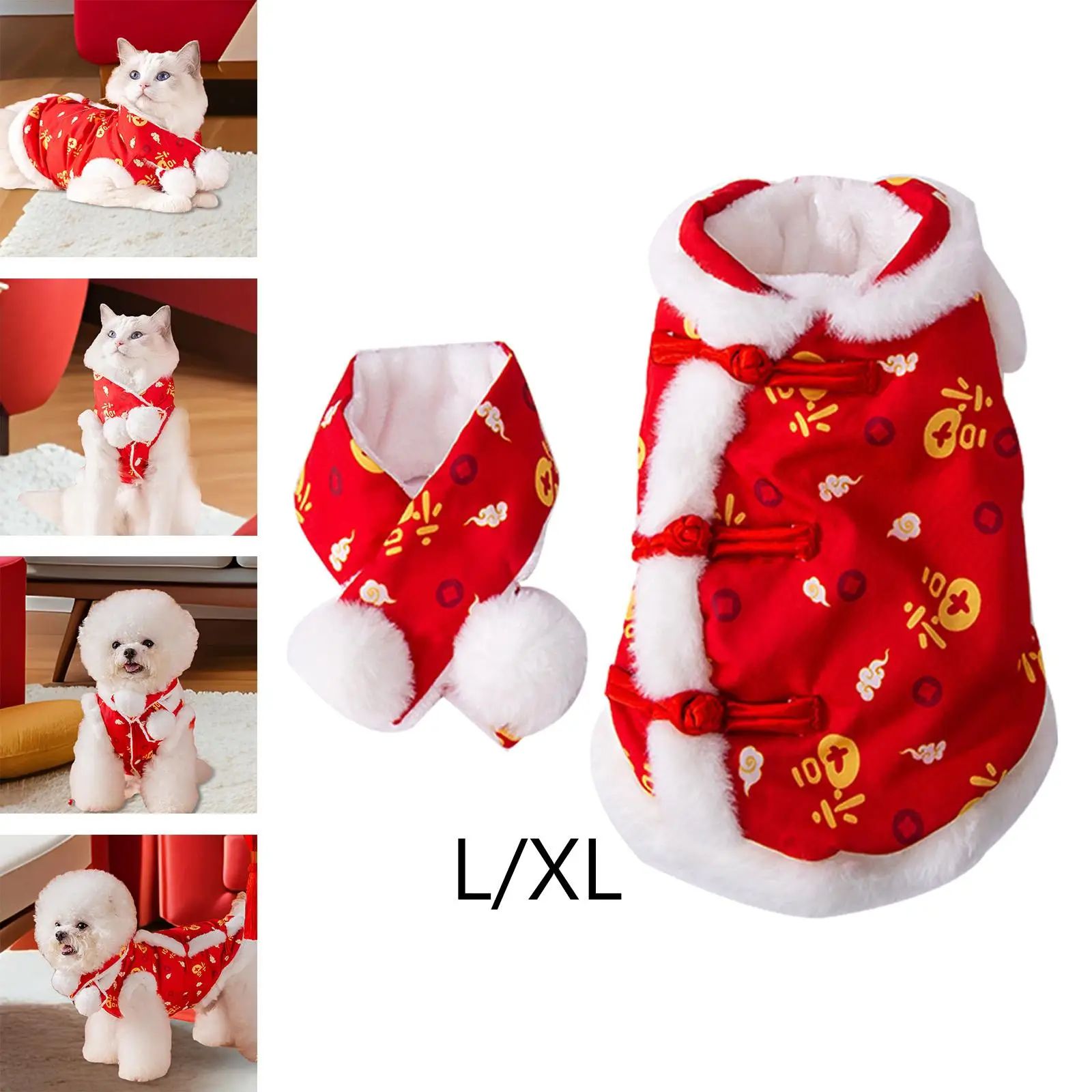 Tang Costume with A Scarf Dog Winter Coat for Spring Festival Celebration