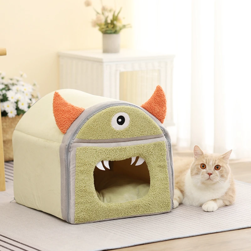 Cat Bed House Soft Plush Kennel Puppy Cushion Small Dogs Cats Nest Winter Warm Sleeping Pet Dog Bed Pet Mat Supplies