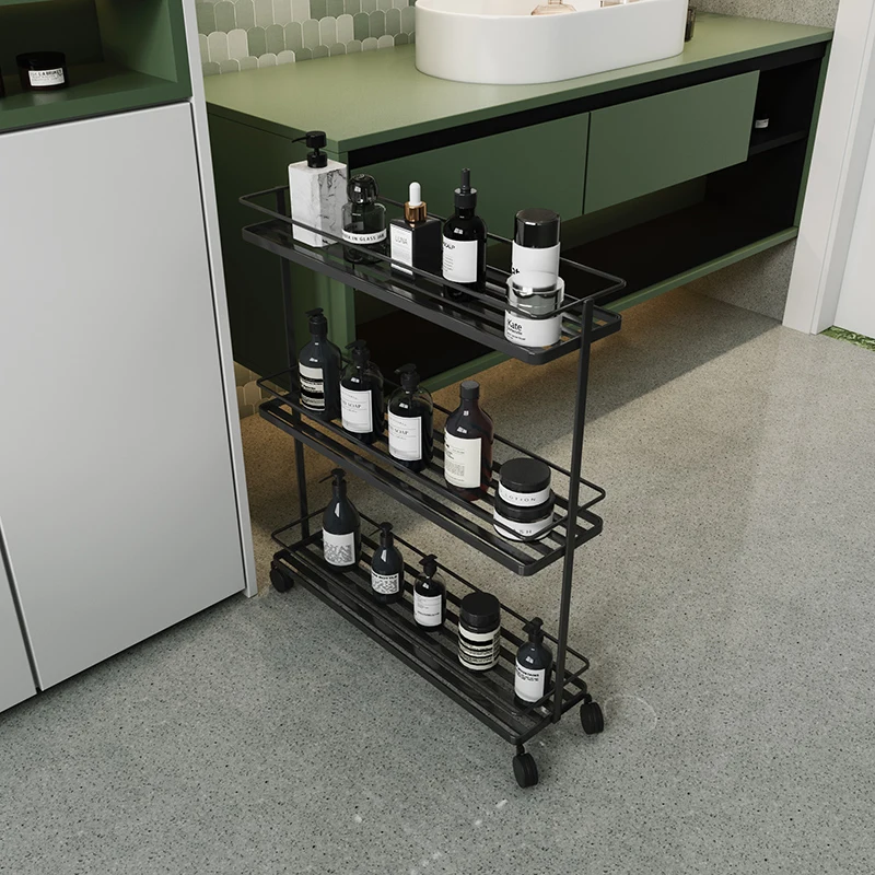 Gap shelves, floor-to-ceiling, multi-storey kitchen, narrow bathroom cabinets