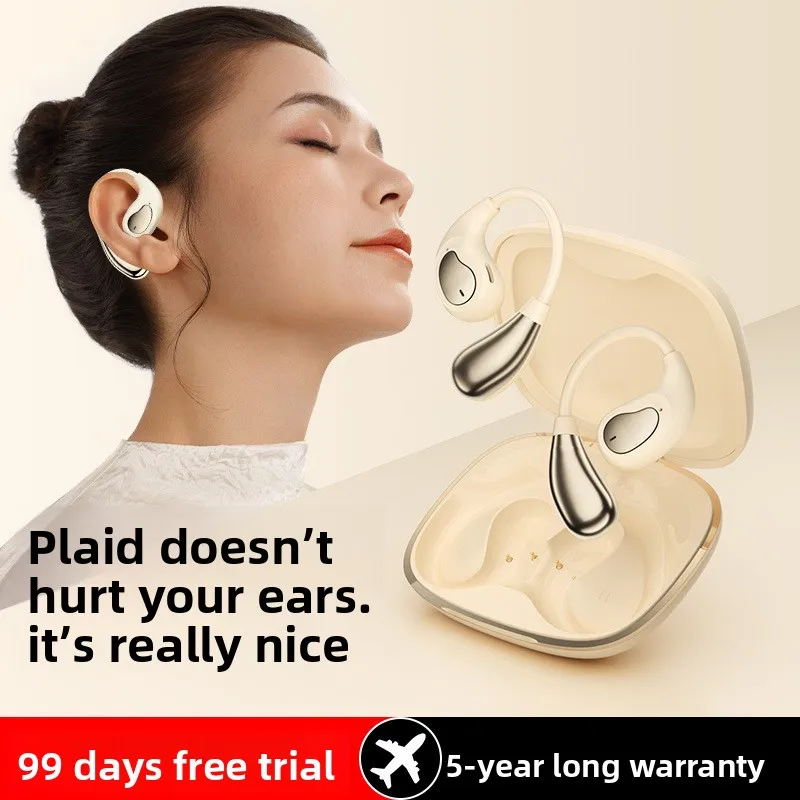 2025 신제품 골전도 헤드폰, 장시간 착용 가능, 통증 없음, 스포츠 이어훅 블루투스 헤드폰, 완전 무선