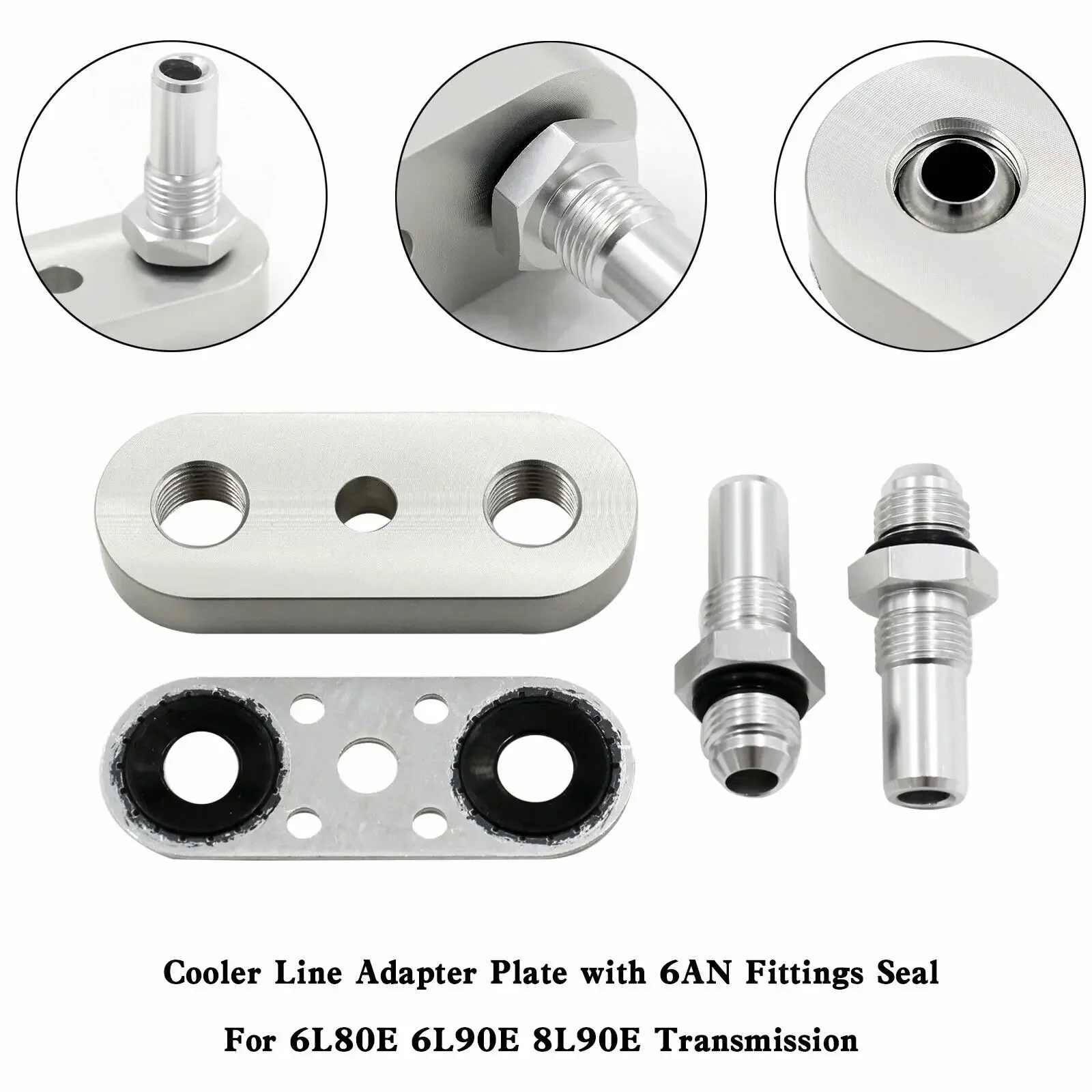 551121-6AN Transmission Cooler Line Adapter Plate with 6AN Fittings Seal For 6L80E 6L90E 8L90E EM-1039-S