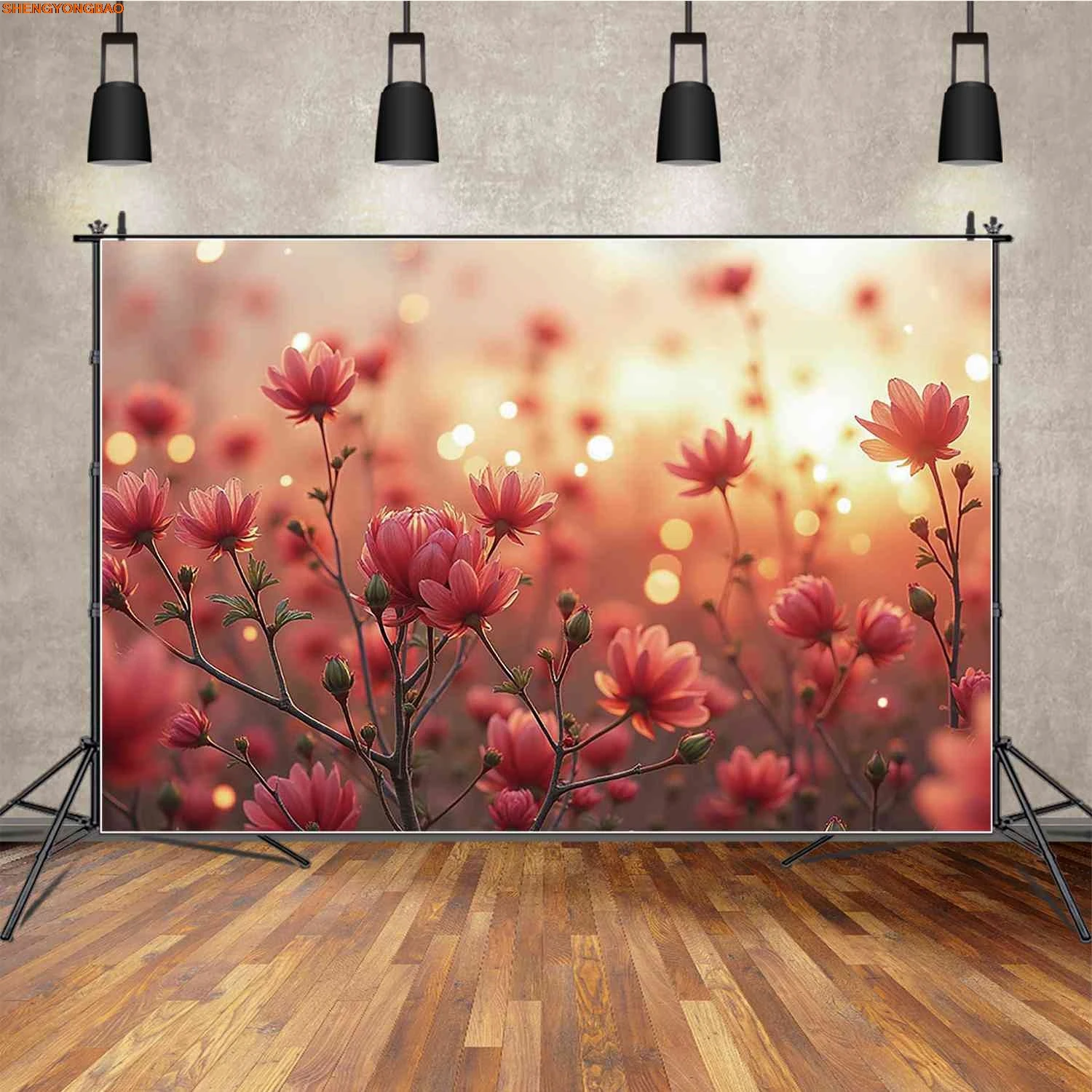 Flower Field Background Photography Enchanted Garden Spring Tree Photocall Backdrop Children Studio Photocall Supplies