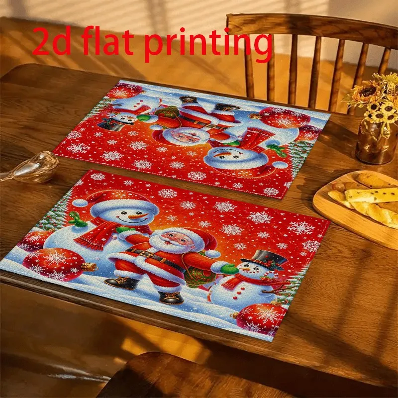 VIKAMA Linen Placemats, Vintage Rose Floral Teapot Shabby Chic, Washable Heat Resistant Easy Clean, Coffee Table