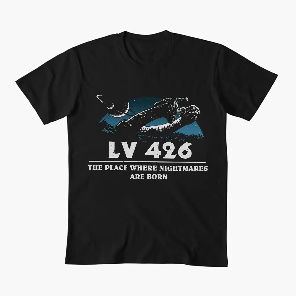

Planet of Nightmares Sci-Fi Alien Gift T-Shirt Weyland LV-426 The Xenomorph Short Sleeve Graphic clothes All size tops S-6XL