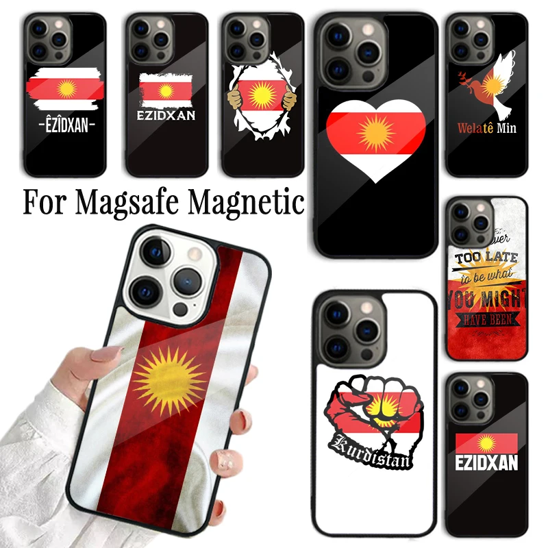 Coque Phone Case For iPhone 16 15 14 13 12 Mini 11 Pro Max Plus Magsafe Magnetic Wireless Charging Cover Yazidis Flag