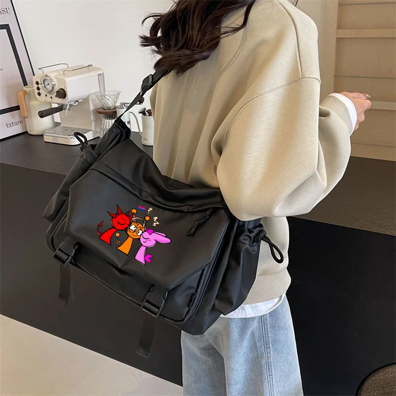 Sprunki Large Capacity Crossbody Bag Messenger Nylon Handbags Haversack Retro Workwear Postman Bags Convenient Commute Girl Gift