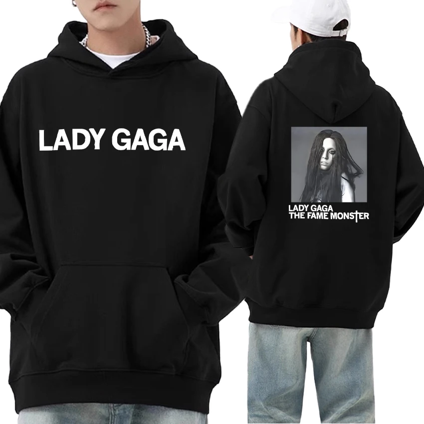 

Fashion Lady Gaga 2025 Concert Double Sided Print Hoodies Graphic Fleece Unisex Autumn Winter Streetwear Men Women Sweatshirts