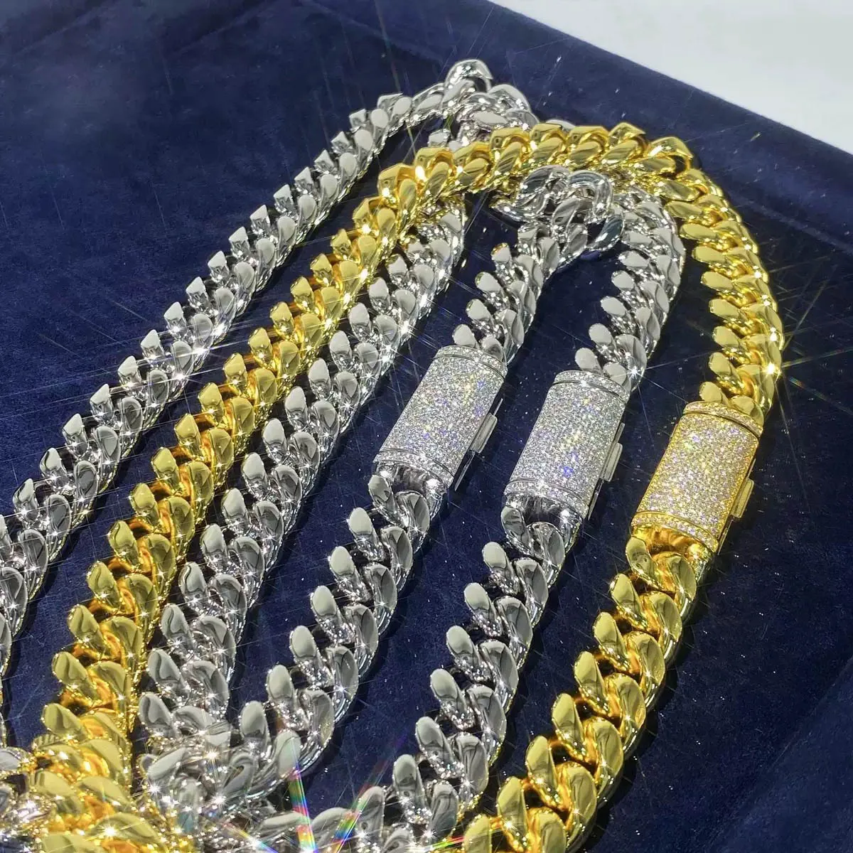

18mm Iced Out Moissanite Cuban Chain Necklace 314 Stainless Steel Hiphop Rock Men 925 Silver Buckle Link Necklaces Pass Tester