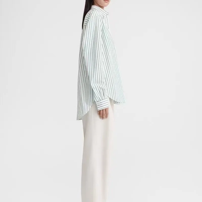 TT@ LUXURY Striped Shirt for Women in Early Autumn of 2024, Striped Embroidered Shirt, Nordic Commuting Style