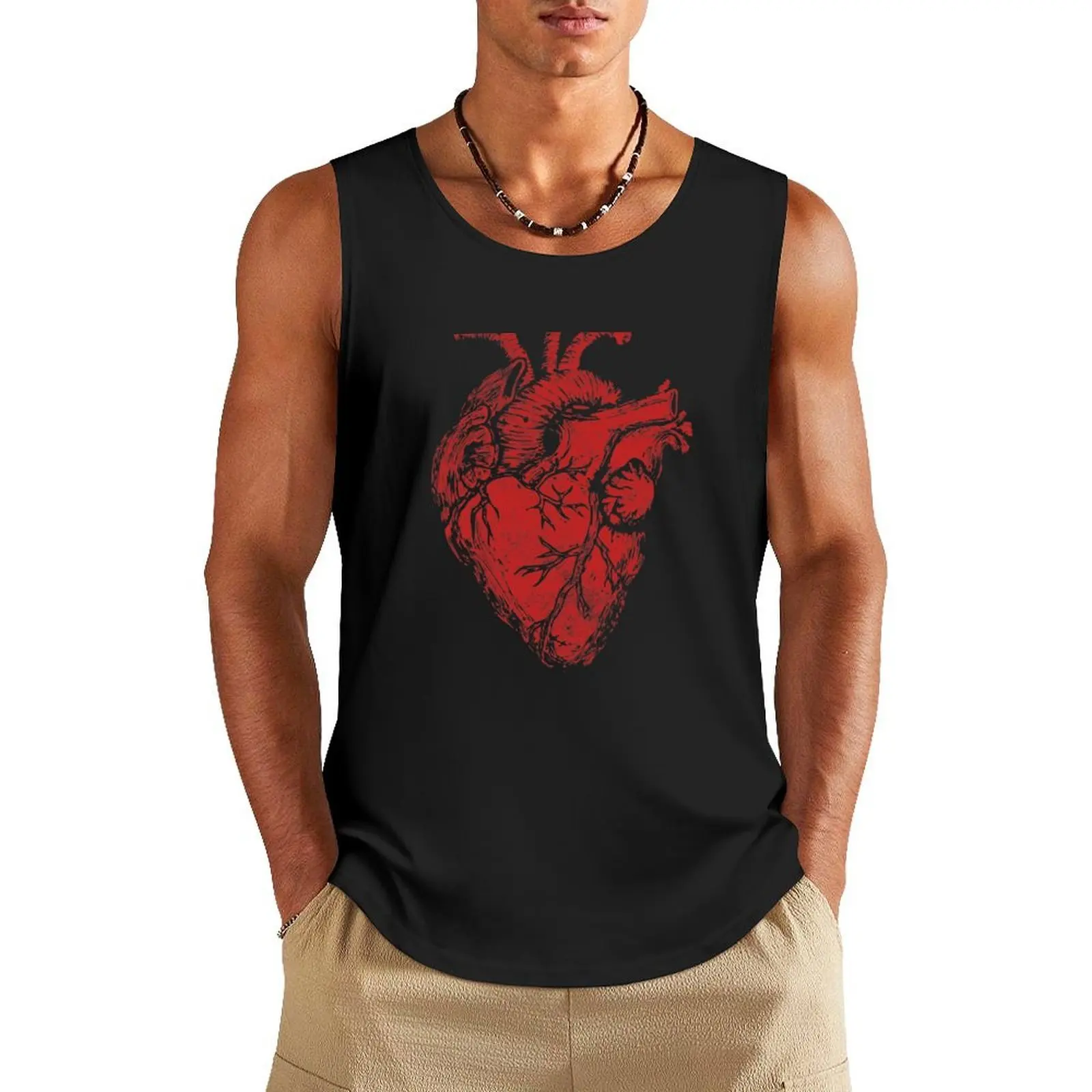 

Anatomical Heart Red Human Heart Vintage Tank Top sexy clothes men tops Men's t-shirt T-shirt Men's gym