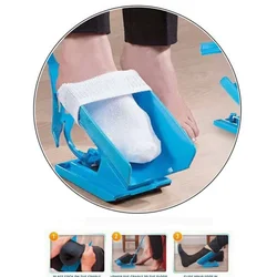 Portable Blue Sock Slider Aid Helper Kit Helps Put Socks On Off No Bending Shoes Horn Suitable Socks Foot Flexible Brace Support