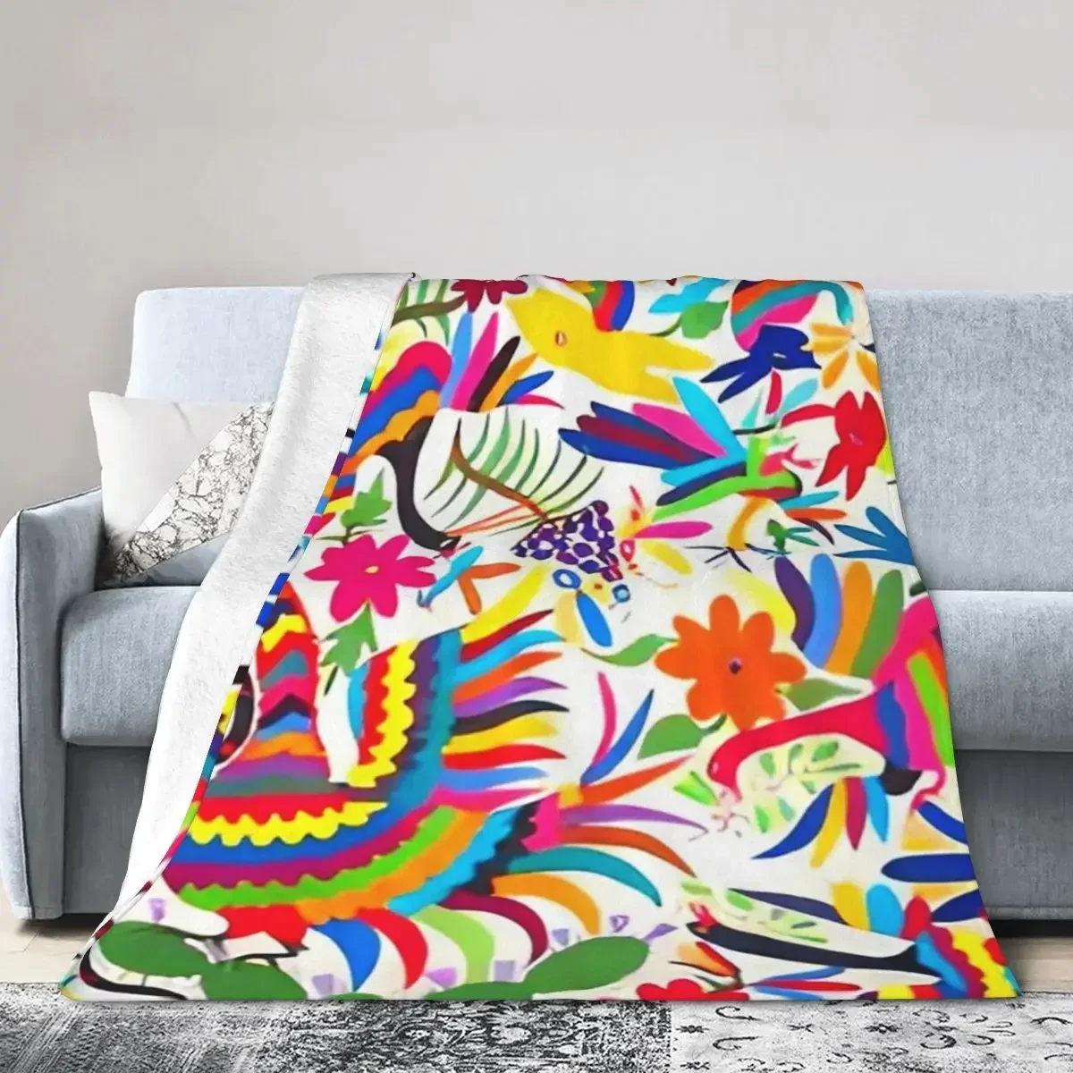 Flannel Throw Blanket Otomi Mexico Blankets Soft Bedspread Warm Plush Blanket for Bed Living room Picnic Travel Home Sofa