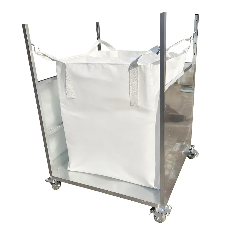 Three-sided sealing plate ton bag bracket with tray removable mouth holder