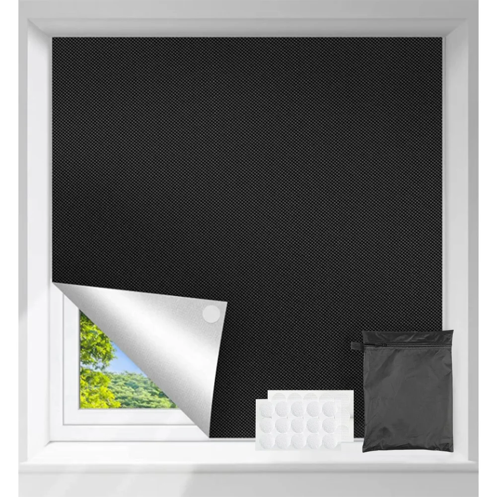 DIY Window Curtain No-Drill Blackout Customizable Size Tool-free Installation Complete Light Blocking High-density Fabric