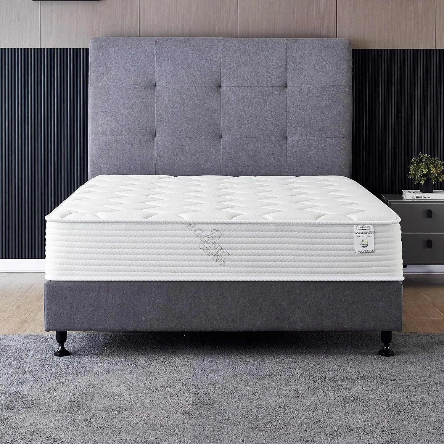 Colchón King de 8 pulgadas, colchón híbrido con resortes de espuma viscoelástica, con funda transpirable, parte superior ajustada y cómoda, enrollado en una caja Oliver Smit
