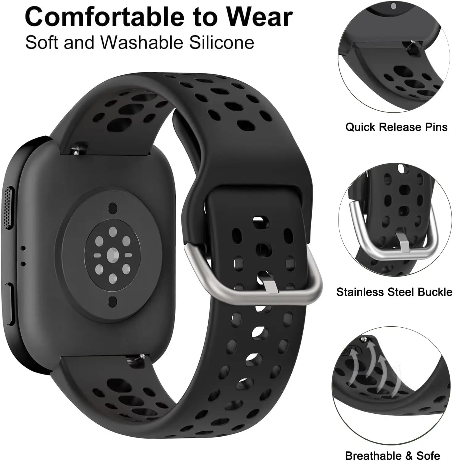 Strap For Amazfit Bip 6 5/Max/Balance 3 2/Balance Ultra/Active Max/GTR 4 3 2 47MM/Cheetah Round-Pro 22mm Silicone Official Band