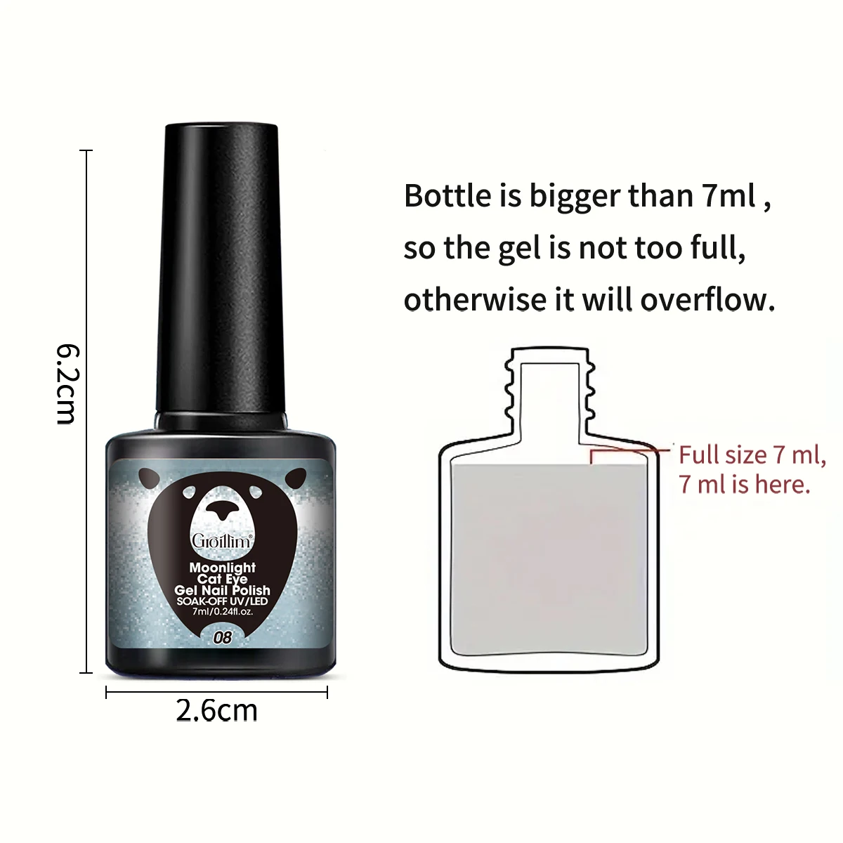 طلاء أظافر جل جريليم 0.24 أونصة مع مغناطيس، تأثير عين القطة اللامع يدوم طويلاً، سريع الجفاف/جل أظافر LED يسقط وإزالة، غير #3