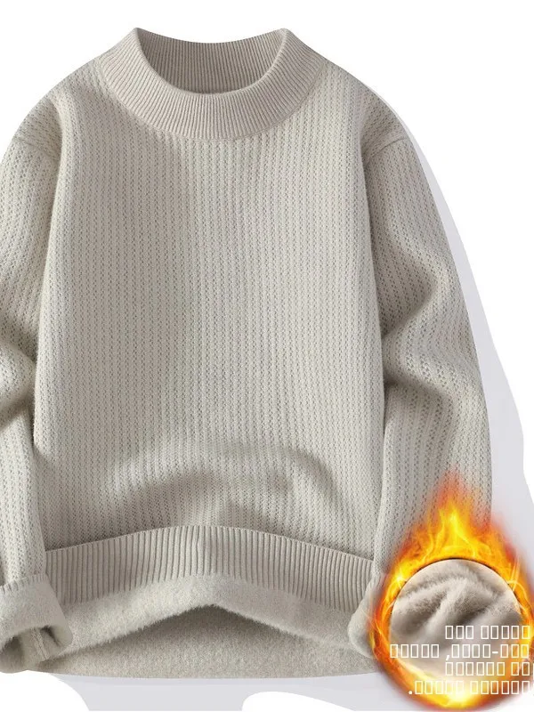 

Мужской зимний утепленный трикотажный свитер облегающего кроя, термобелье, мягкий, из смесового полиэстера и нейлона, теплый, эластичный, в ретро-стиле