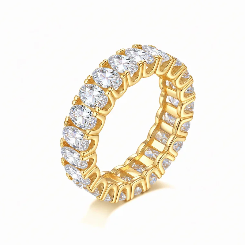 All Moissanite Oval 3*5mm GRA D VVS1 S925 Silver Stackable Ring Engagement Wedding Luxury Jewelry For Luxury Men And Women