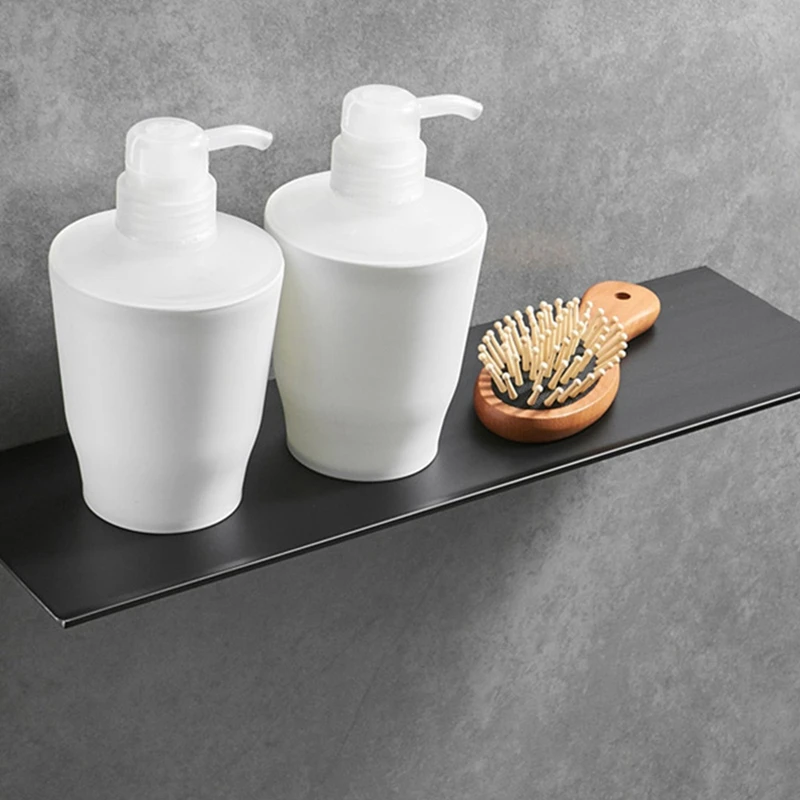 Abwr-rak dinding logam, rak mengambang hitam, rak kamar mandi, rak pajangan dinding, rak bumbu dapur terpasang di dinding