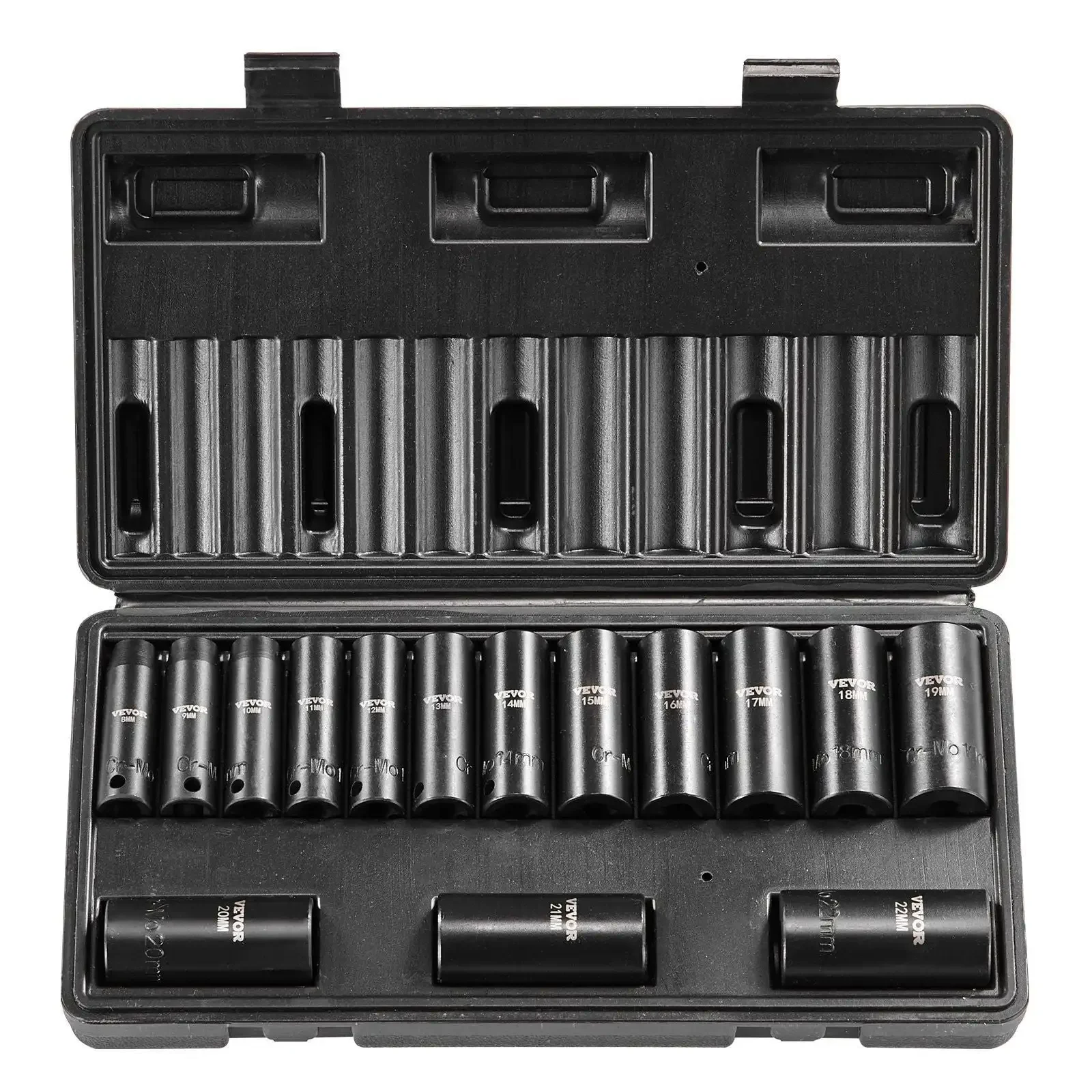 

Impact Sockets Set 15pcs 6-Point 3/8in Drive Bit Ratchet Tool Kit Case