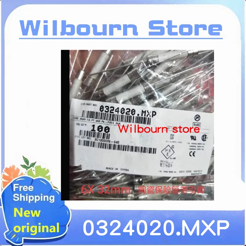 10PCS~50PCS/LOT 100% NEW 0324020.MXP 6*32MM 20A 250V F20AL250VP Ceramic fast fuse fuse with lead wire