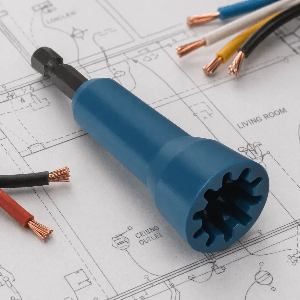 Universal 1/4in Chuck Wire Nut Twister Universal Blue/Black Wire Twisting Tool Design Wire Connector Driver Wire Connection