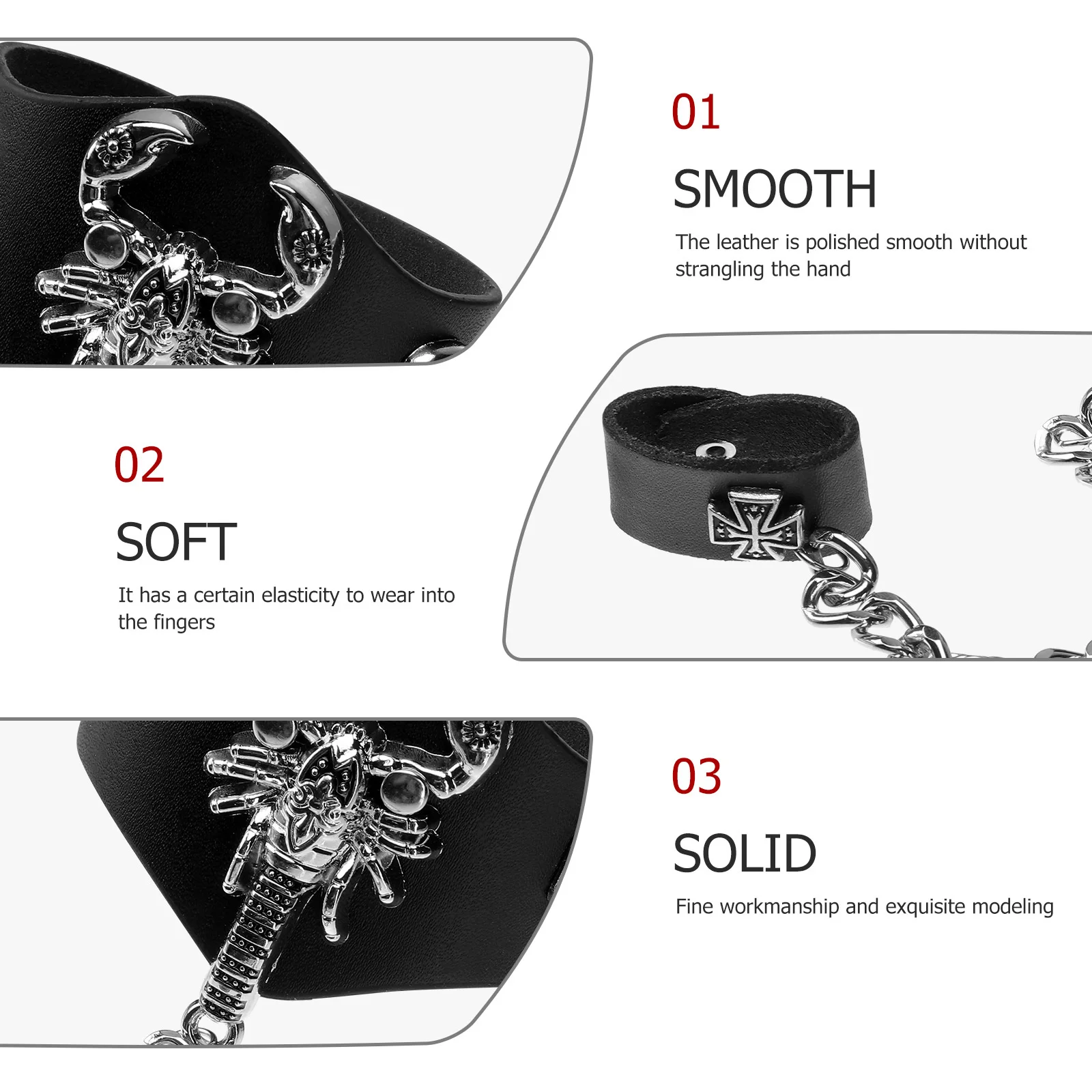 

Men Scorpion Ring Chain Black Bracelet Vintage Punk Style Men Bracelet Decor Gift Cosplay Steampunk Accessories