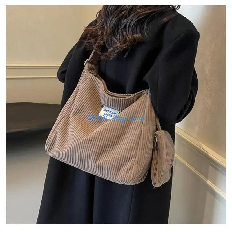 

Women Bag Corduroy Shoulder Bag Retro Underarm Bag Large Capacity Crossbody Bag Fashion Shopping Bag Bag