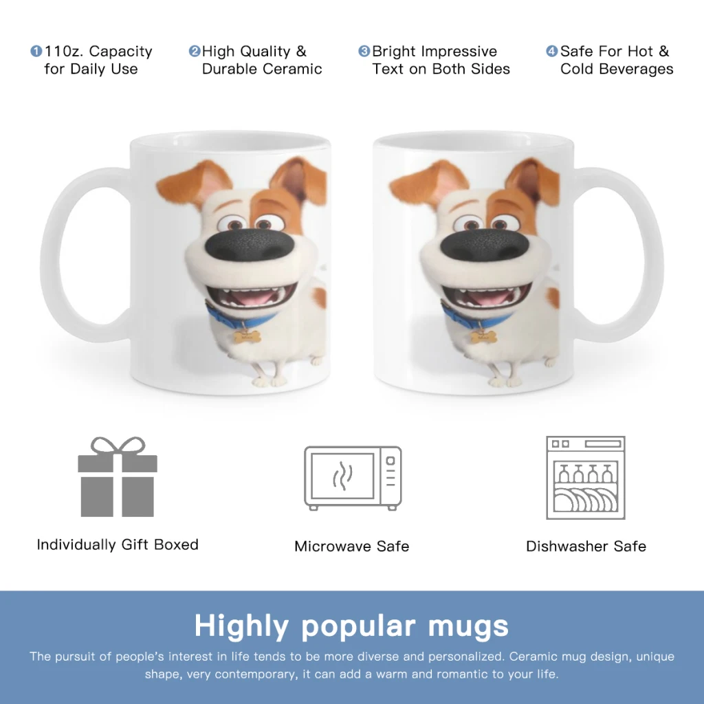 

Cartoon T-The Secret Life of Pets Free Shipping 11OZ Coffee Mug Beer Mugs Tea Milk Cup For coffee Lovers Surprised Gift