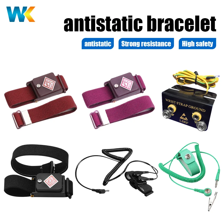 Adjustable Anti-Static Grounding Wrist Strap Wired Metal and PU Coil for Electronic Factory Workshop Safety Product