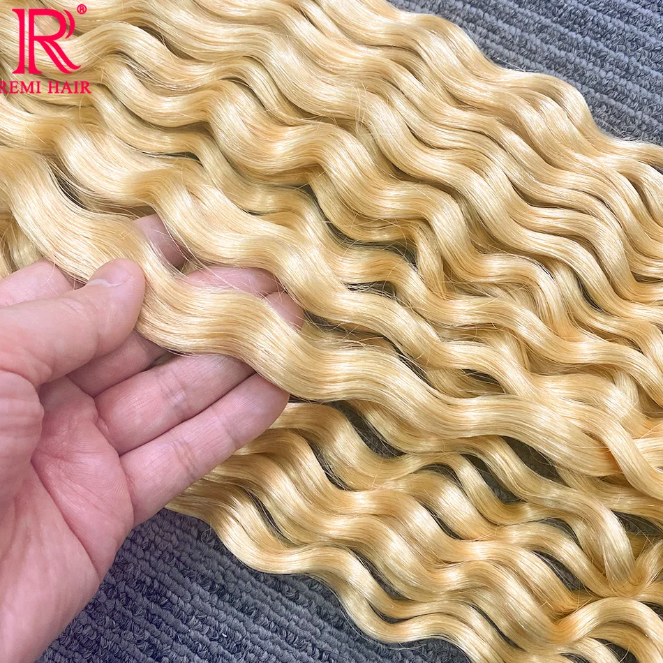 Volume do cabelo humano, nenhumas extensões do cabelo da trama, trança 100% real do cabelo humano, onda profunda natural, tecelagem original para mulheres