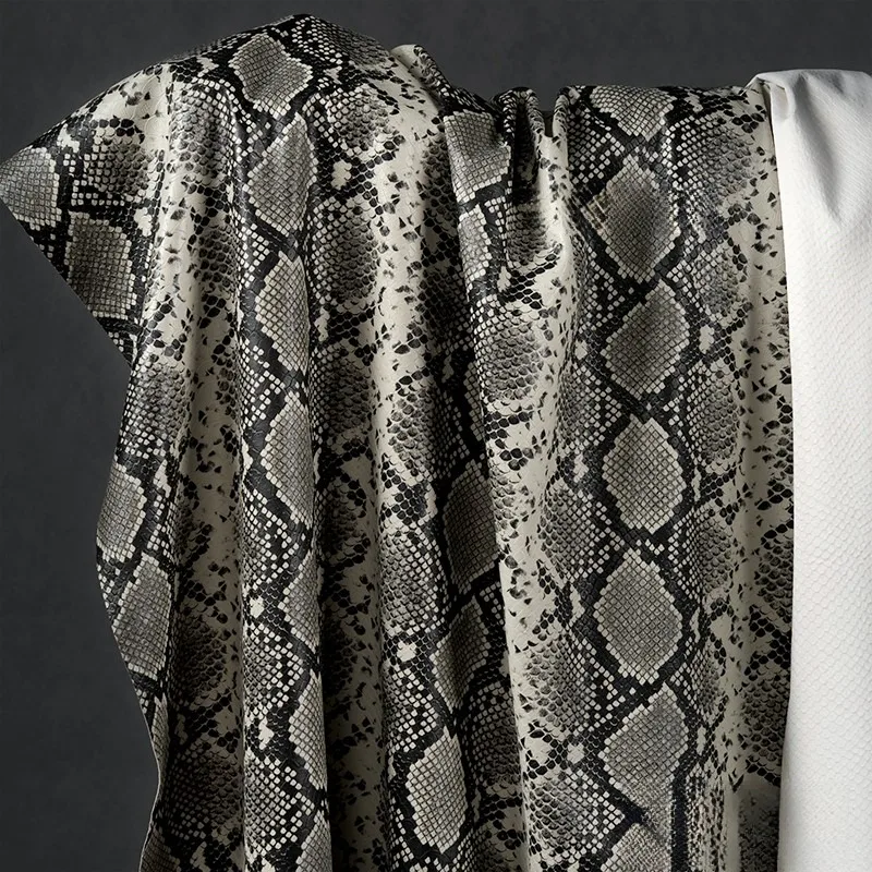 Python Skin Texture PU Leather Fabric, Elastic Leather Material, Designer Fabric for  Clothes, Skirts, Dresses,handmade DIY