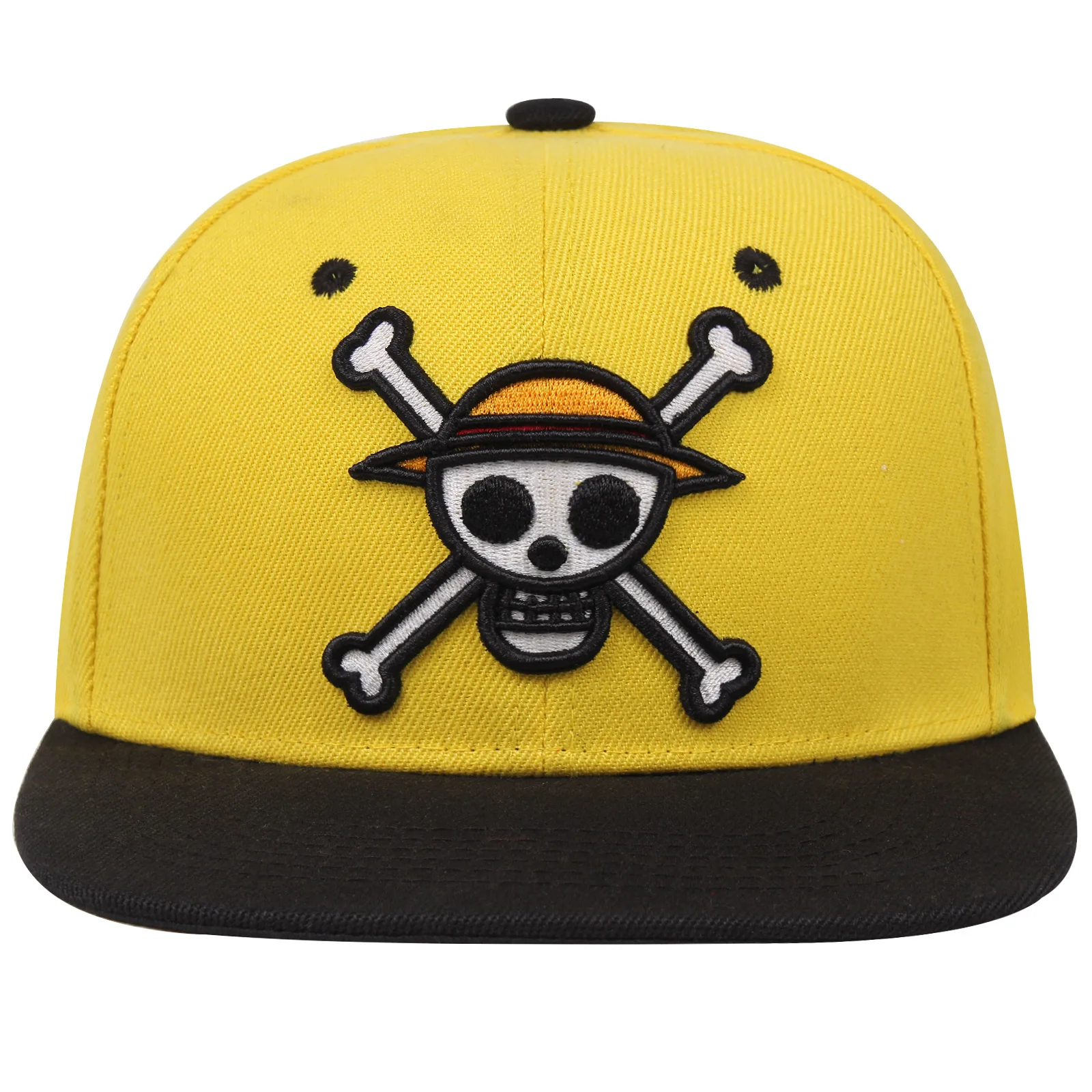 Pirate Skull Embroidered Baseball Hat Anime Cartoon Luffy Fashion Personalized Pattern Hip Hop Outdoor Sunscreen Flat Edge Hat