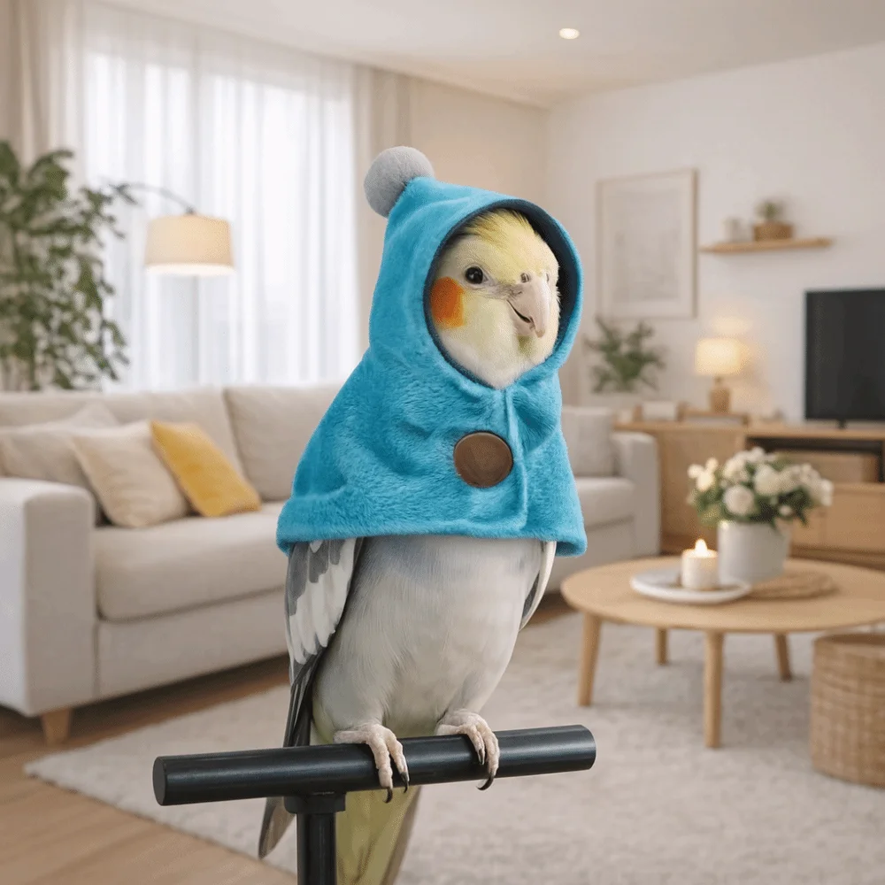 

Stylish Windproof Parrot Cloak Warm Buckle Fixing Pet Birds Outerwear Comfortable Thickened Birds Cold Weather Gear Photo Prop