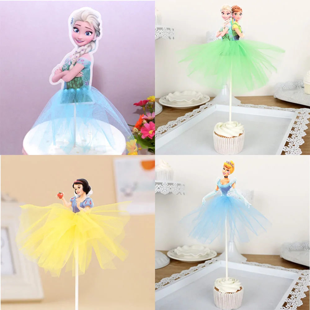 1pcs/Lot Frozen Elsa Anna Princess Cake Cupcake Toppers Cake Flag Girls Birthday Party Decoration Anniversaire Cake Supplies