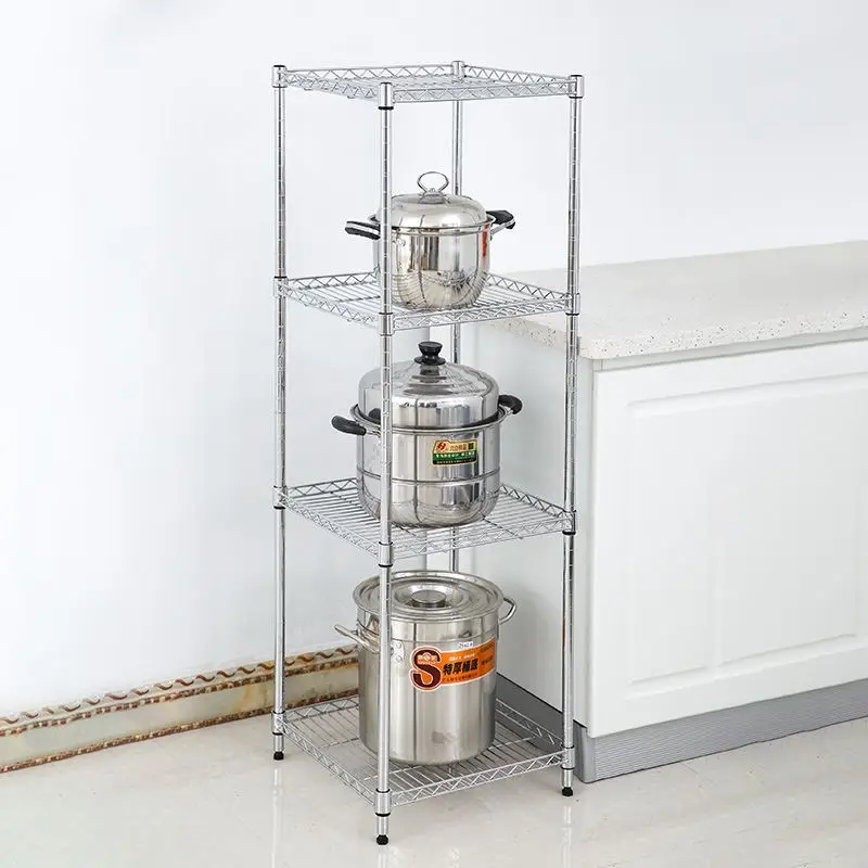 

Регулируемая металлическая кухонная полка для хранения из нержавеющей стали, отдельно стоящая, для хранения кастрюль и овощей, для офисного использования