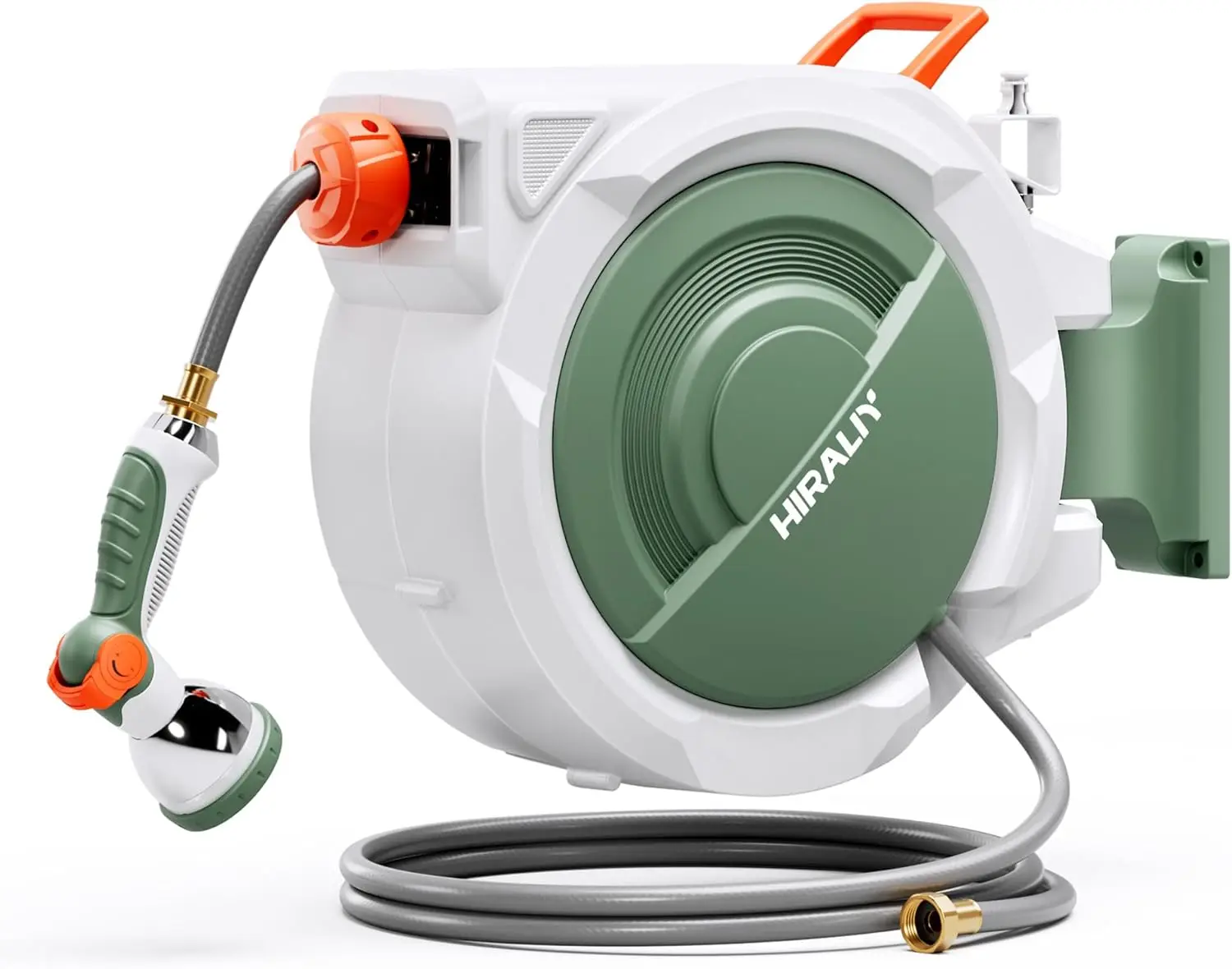 

Retractable Garden Hose Reel 1/2'' x 100 ft + 6 ft, Super Heavy Duty, Any Length Lock, Automatic Rewind, Wall Mounted and 180°