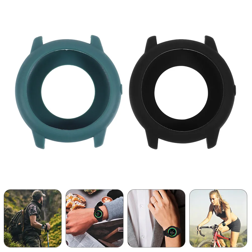 

2Pcs Premium Silicone Watch Protective Case Anti-Fall Anti-Scratch Smart Watch Shell with Easy Install Disassemble for All