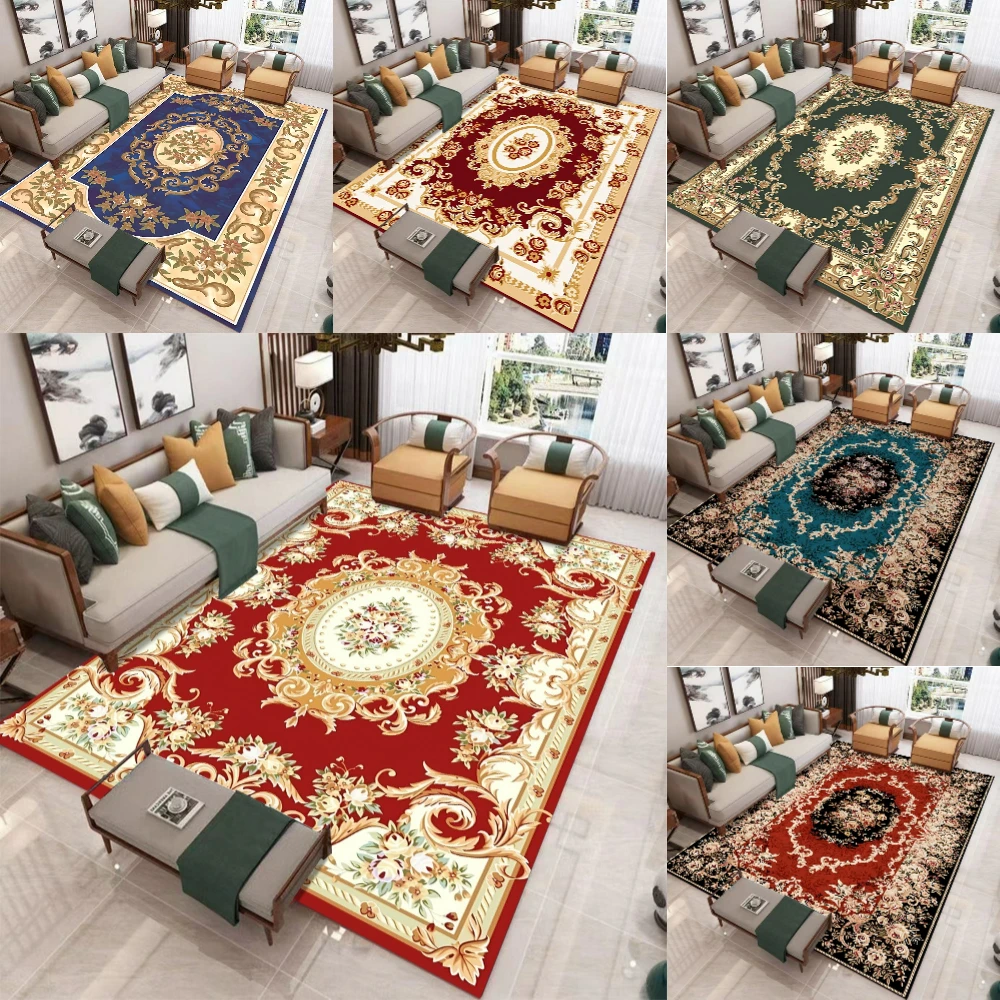 

Timeless Persian Style Red and Blue Carpet Soft Elegant Rugs Lounge Room Tea Coffee Table Rug Kitchen Floor Mat Cloakroom Rug