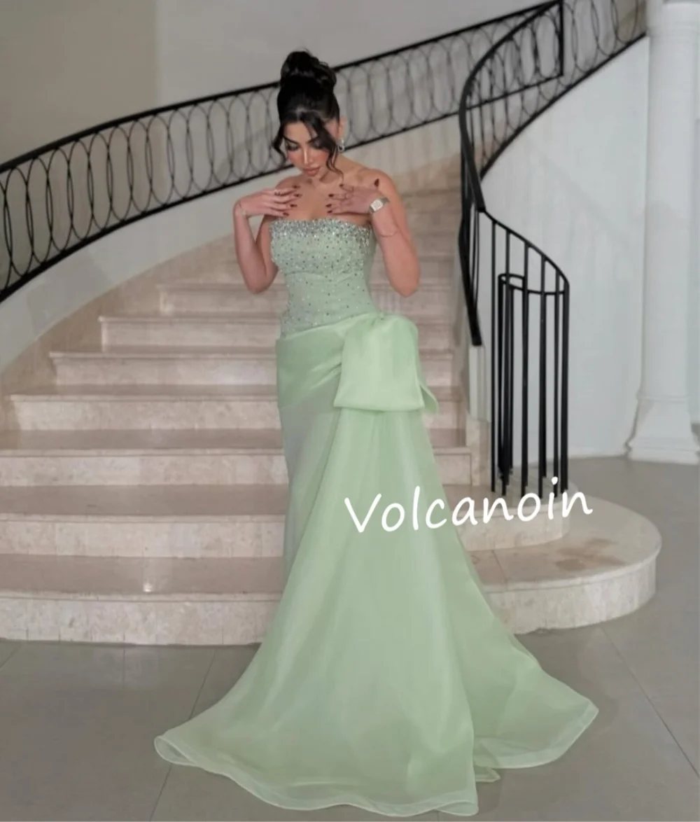 ที่กําหนดเองอย่างเป็นทางการชุดราตรีประดับด้วยลูกปัด A-Line ชุดราตรียาว Bespoke โอกาส Elegant คุณภาพสูง