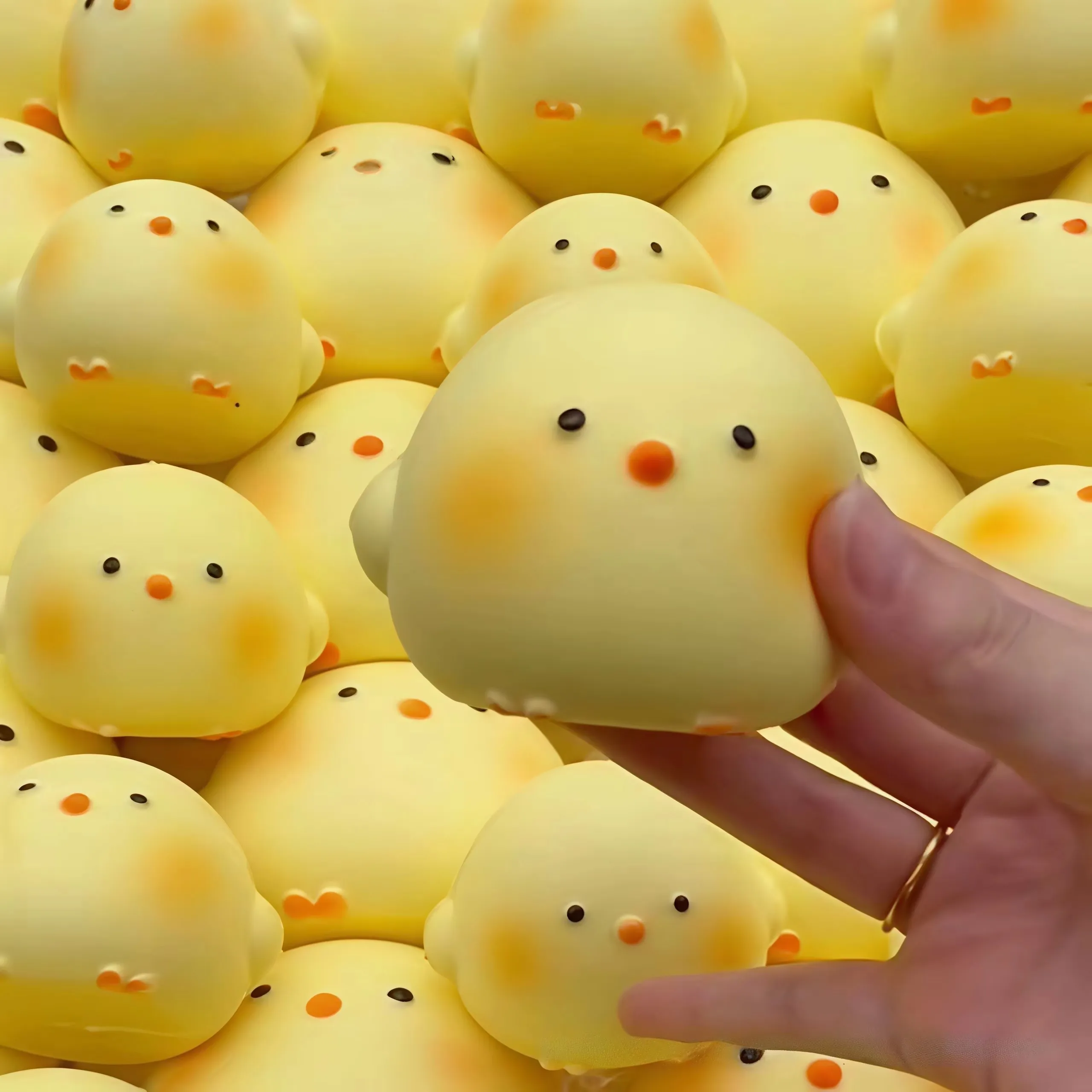 1PC Kawaii Yellow Chick Mochi Squishy Stress Relief Toy PU Foaming Slow Rising Decompress Pinching ASMR Anti Stress Gift